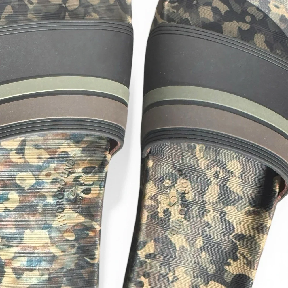 Quiksilver Men's Camouflage Slide Flip Flops Black Green Breathable‎ Mens 10 EUC